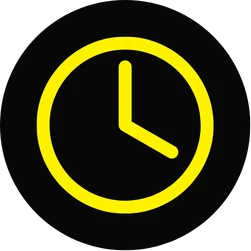 Yellow clock icon on a black background