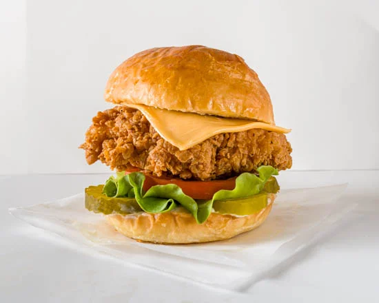 Crispy fried chicken sandwich with cheese