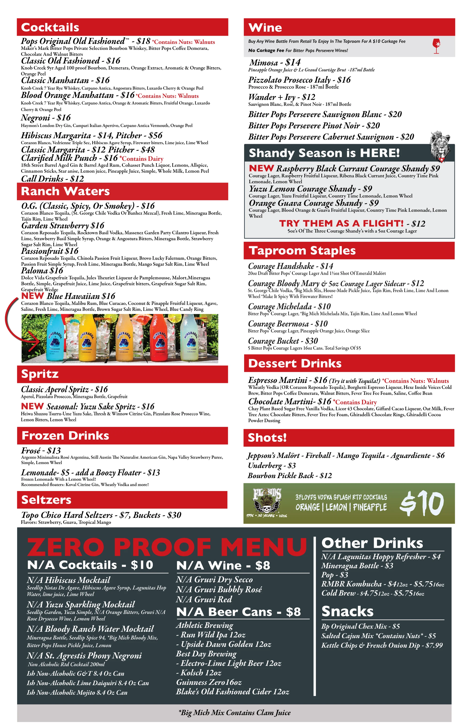 Cocktail menu featuring diverse drinks and vibrant flavors