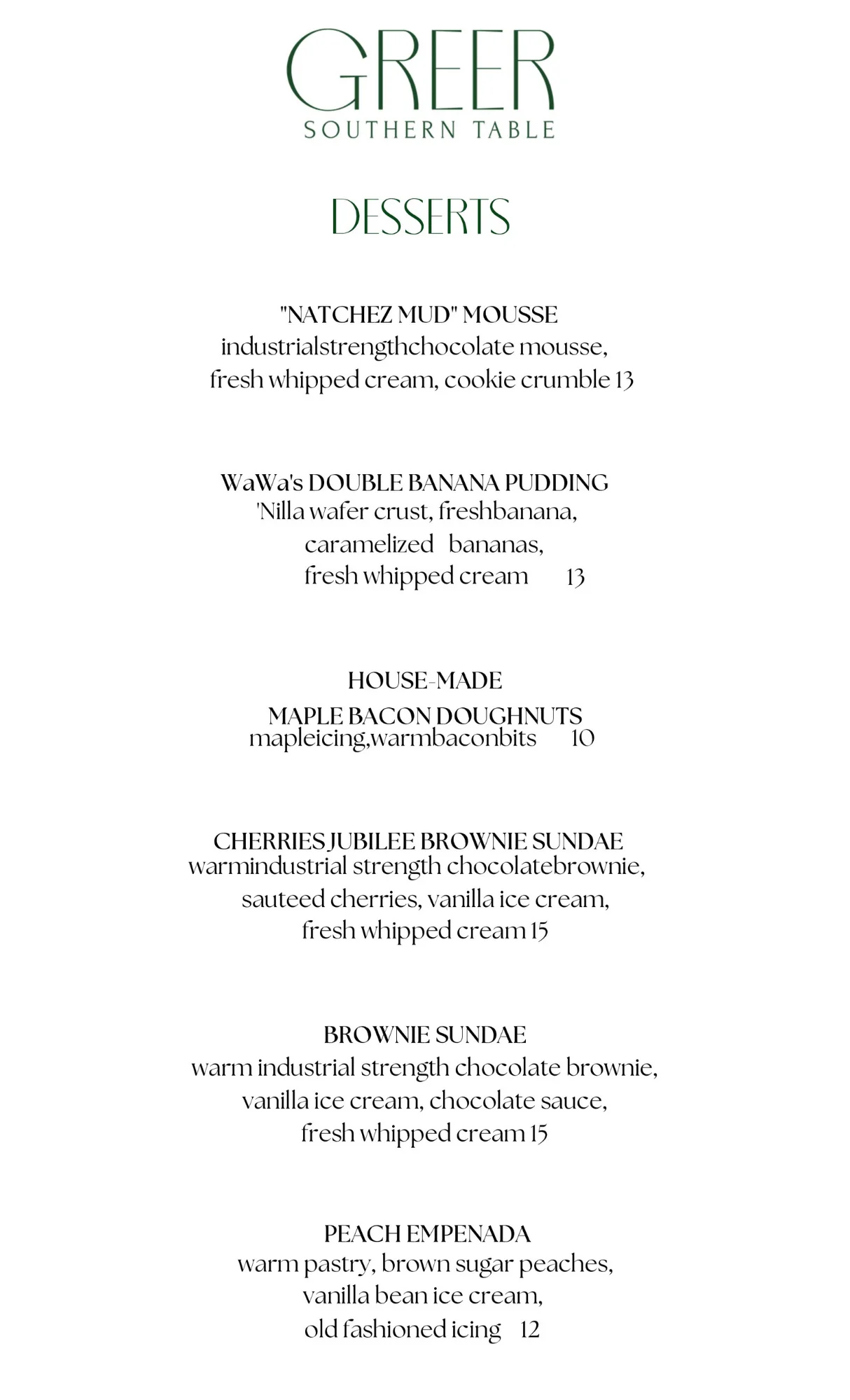 Menu showcasing a variety of delicious dishes and drinks.