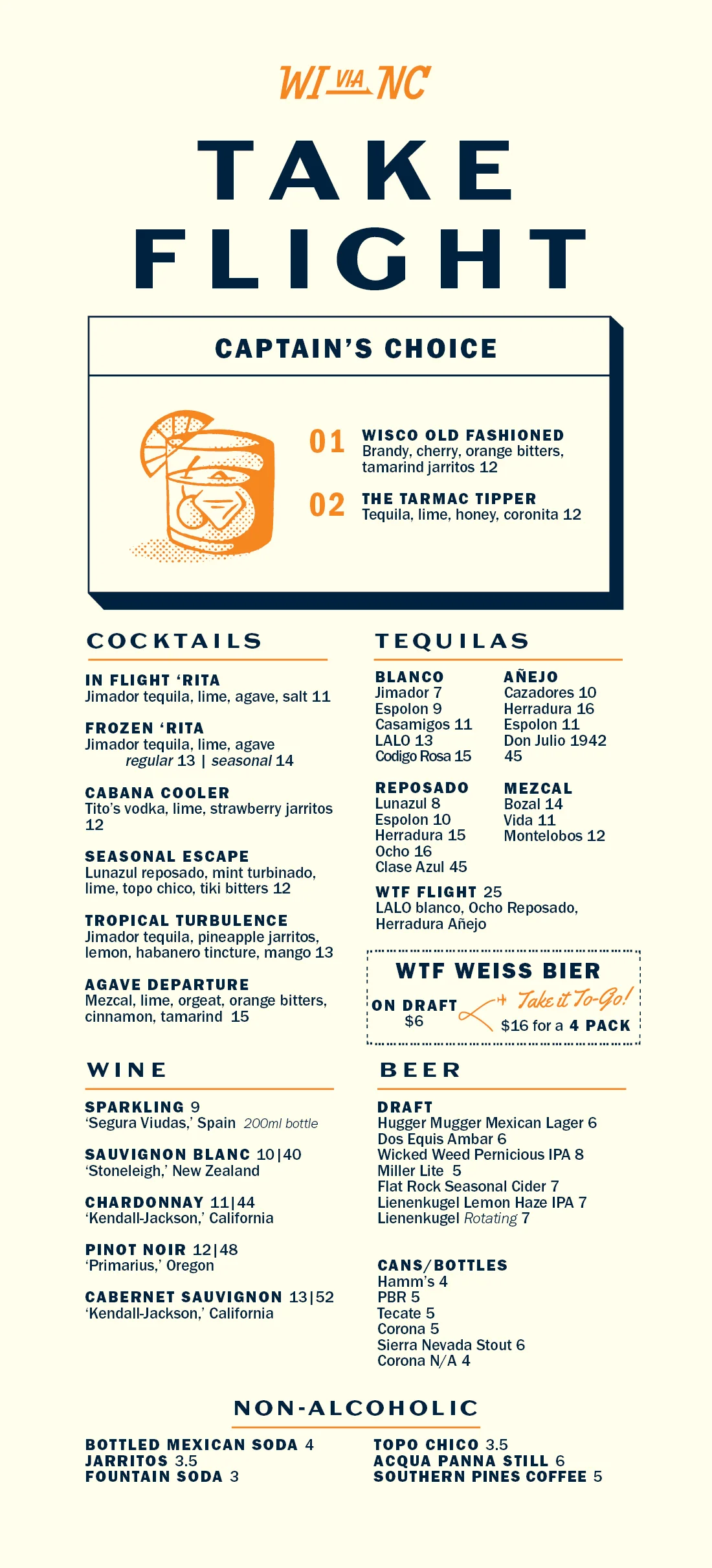 Colorful drink menu featuring various cocktails and beverages.
