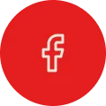 Facebook logo in a red circle