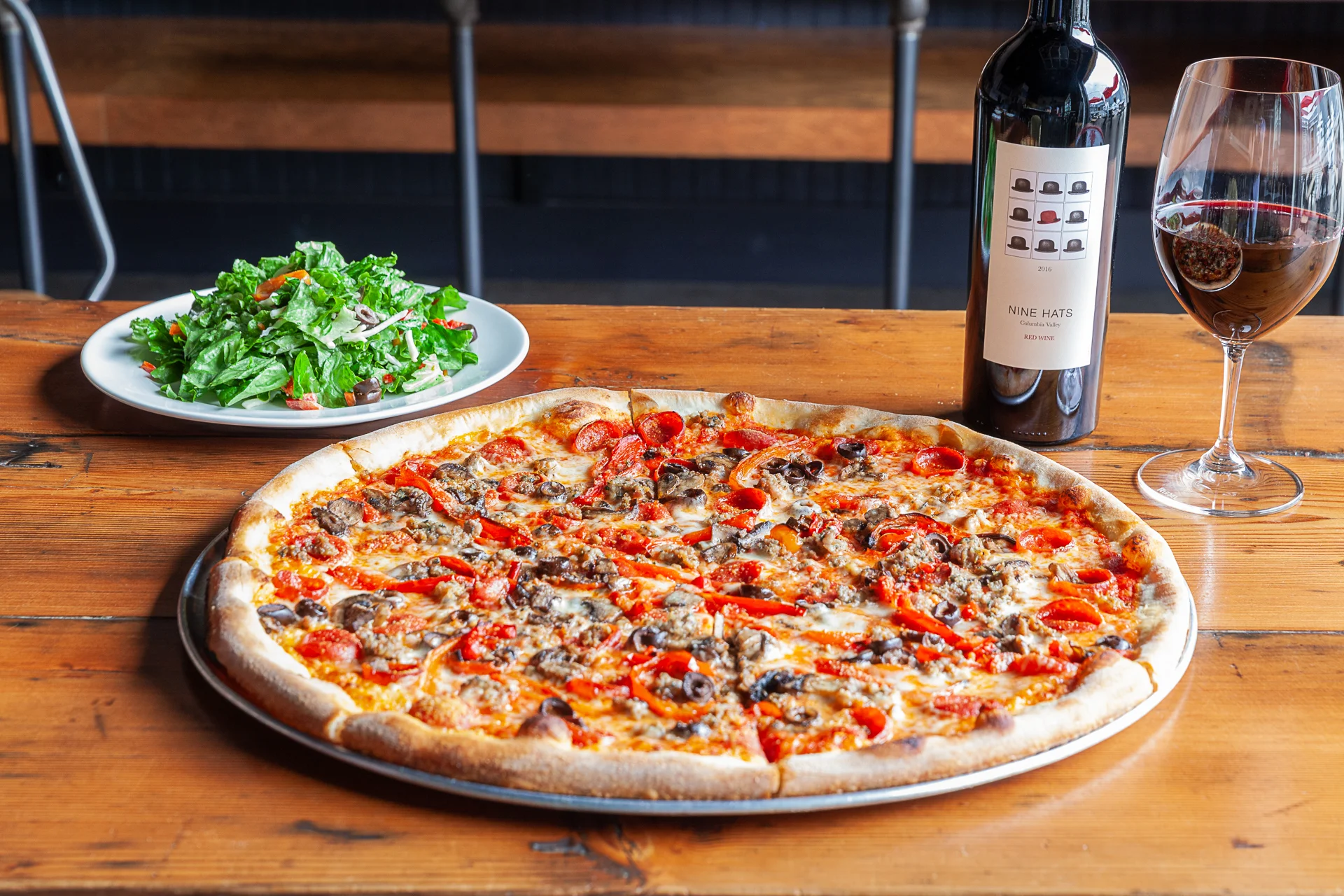 pizza and wine