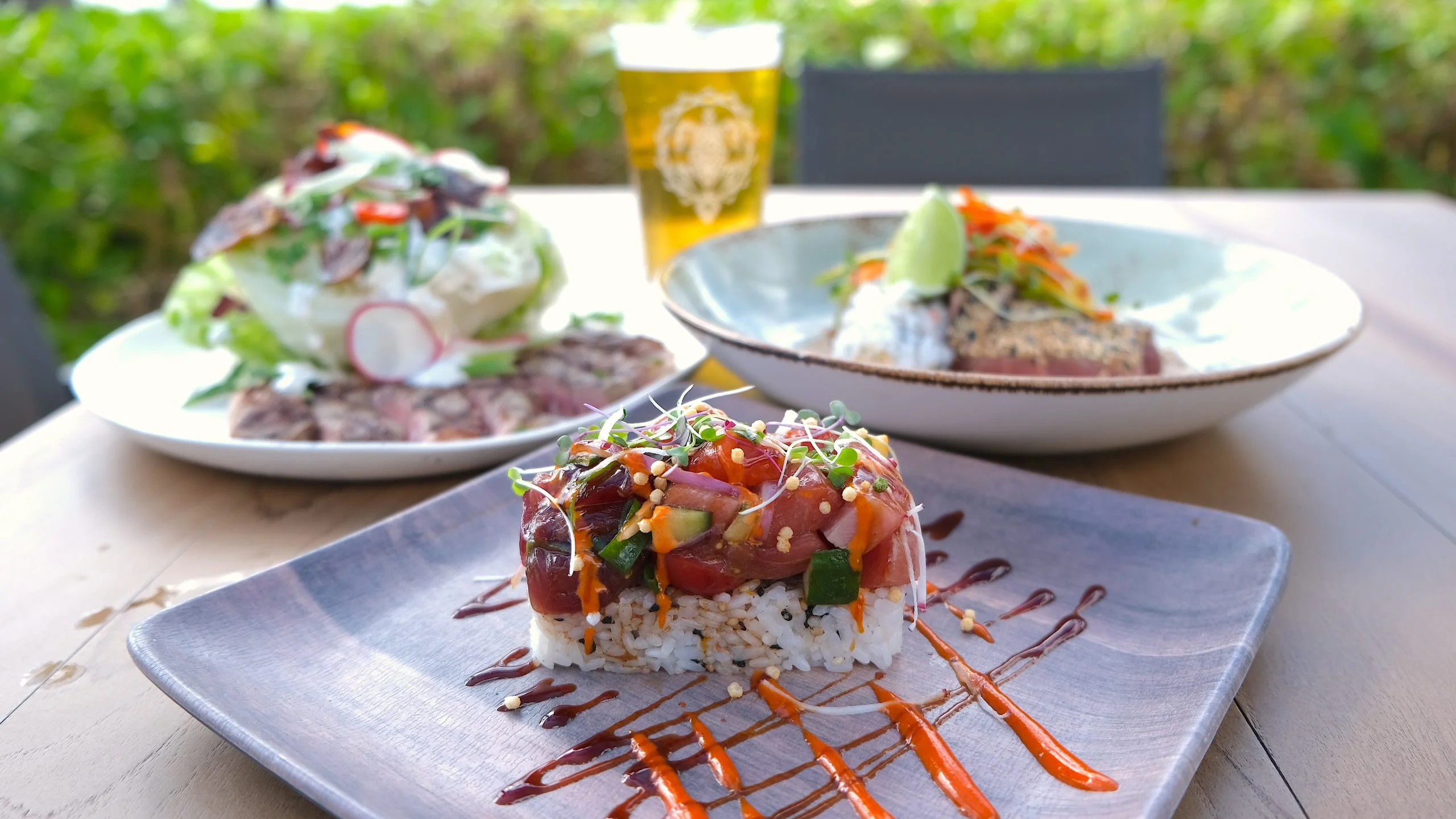 Hawaiian poke bowl with fresh fish and rice