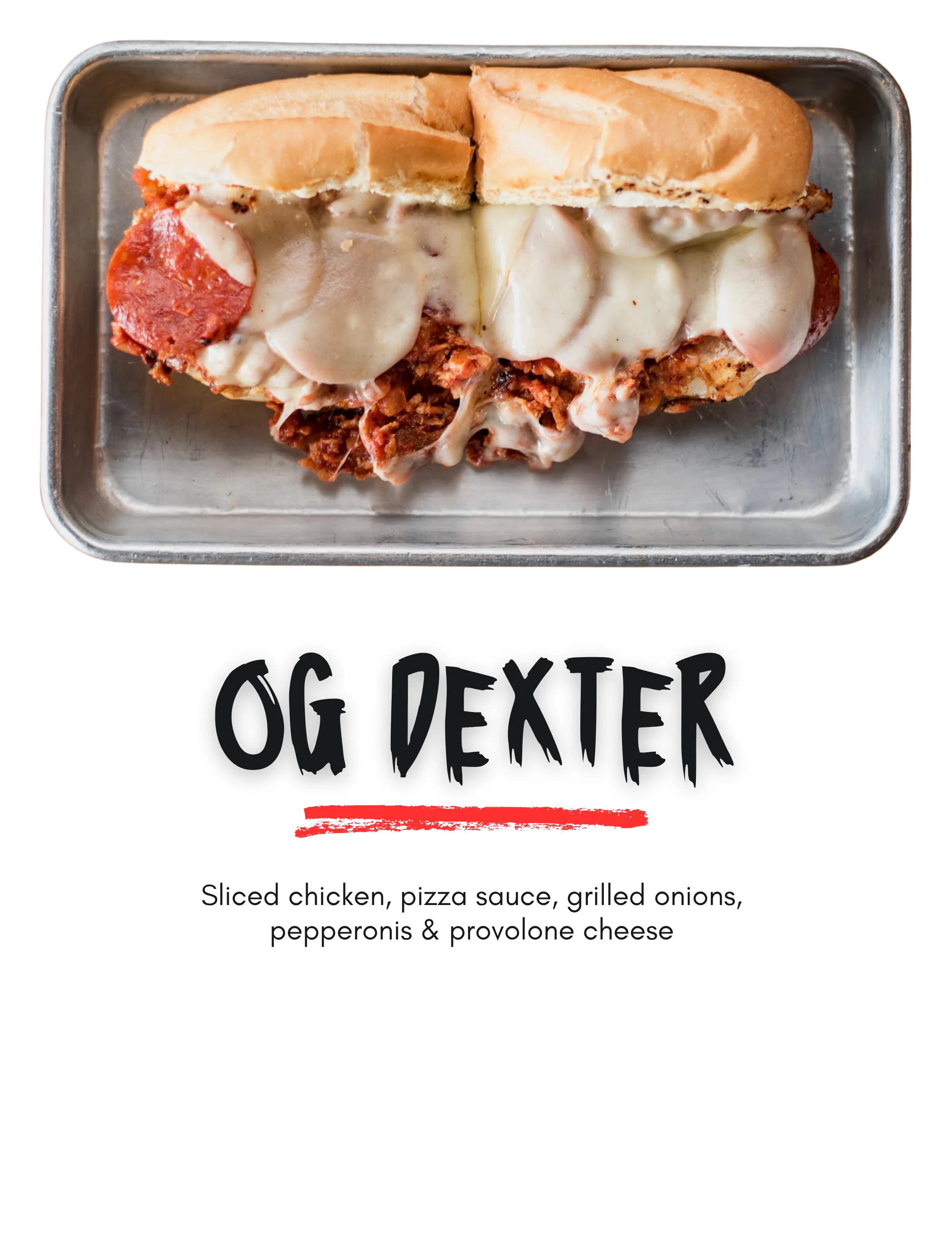 Italian-style chicken sandwich with melted cheese