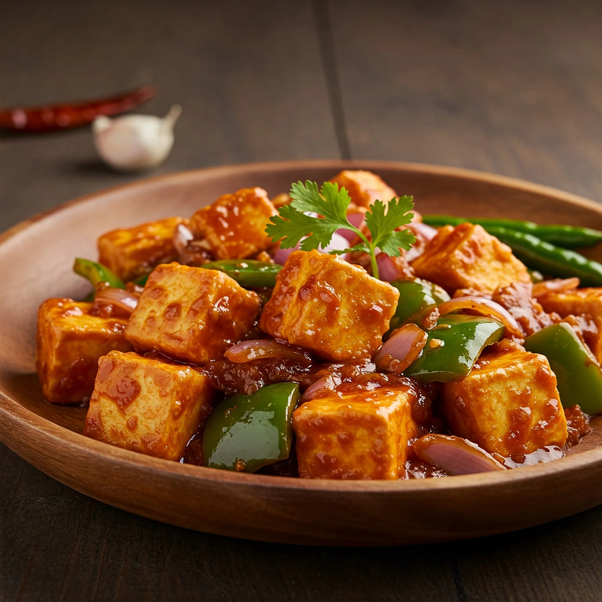 Szechuan-style tofu stir-fry with vegetables