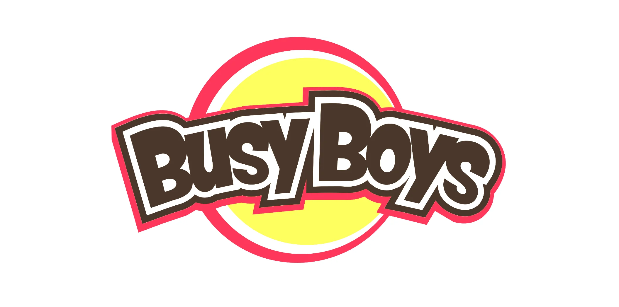 Logo of Busy Boys featuring bold text and a colorful background.