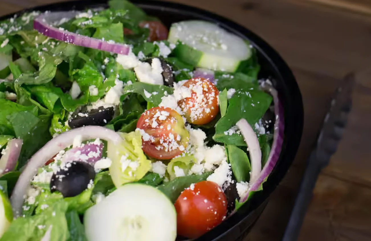 Fresh Greek salad with feta and olives