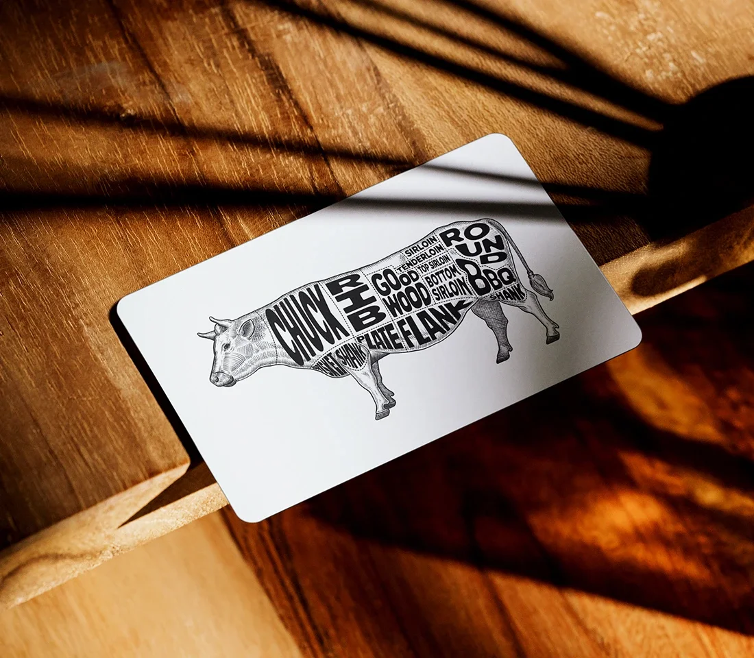 Illustration of beef cuts on a card