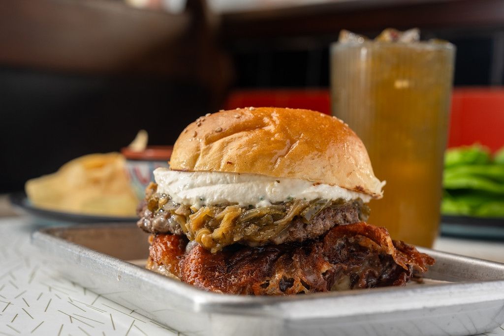 French Onion Burger at Strange Bird Savannah