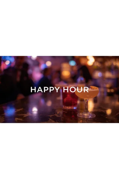 Cocktails on a bar counter during happy hour