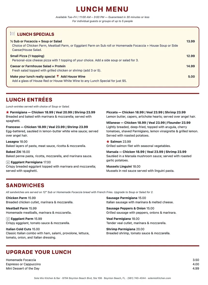 Lunch Menu