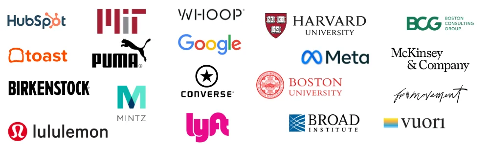 Logos of various companies and institutions including MIT and Google