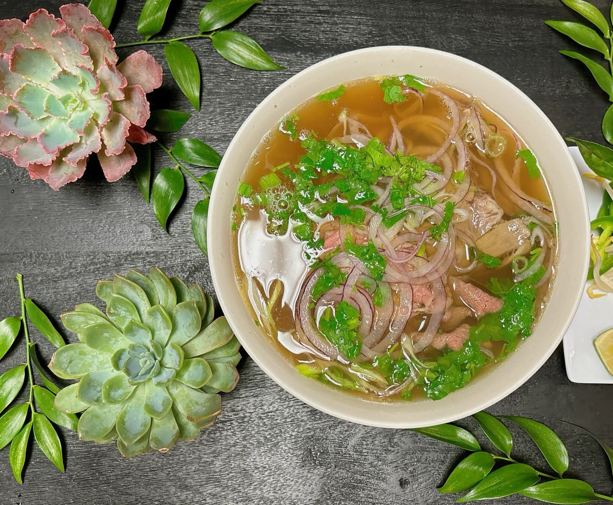 Wagyu rare steak and brisket pho