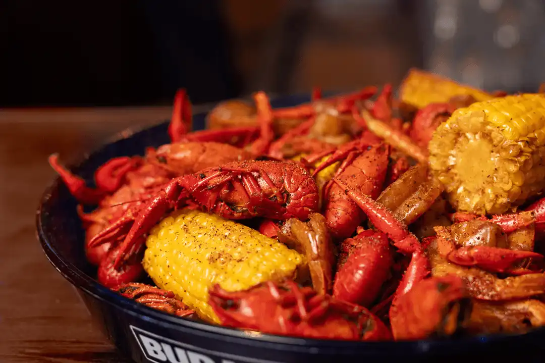 Platter of Crawfish and Corn