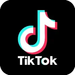 TikTok logo with colorful musical note and white lettering