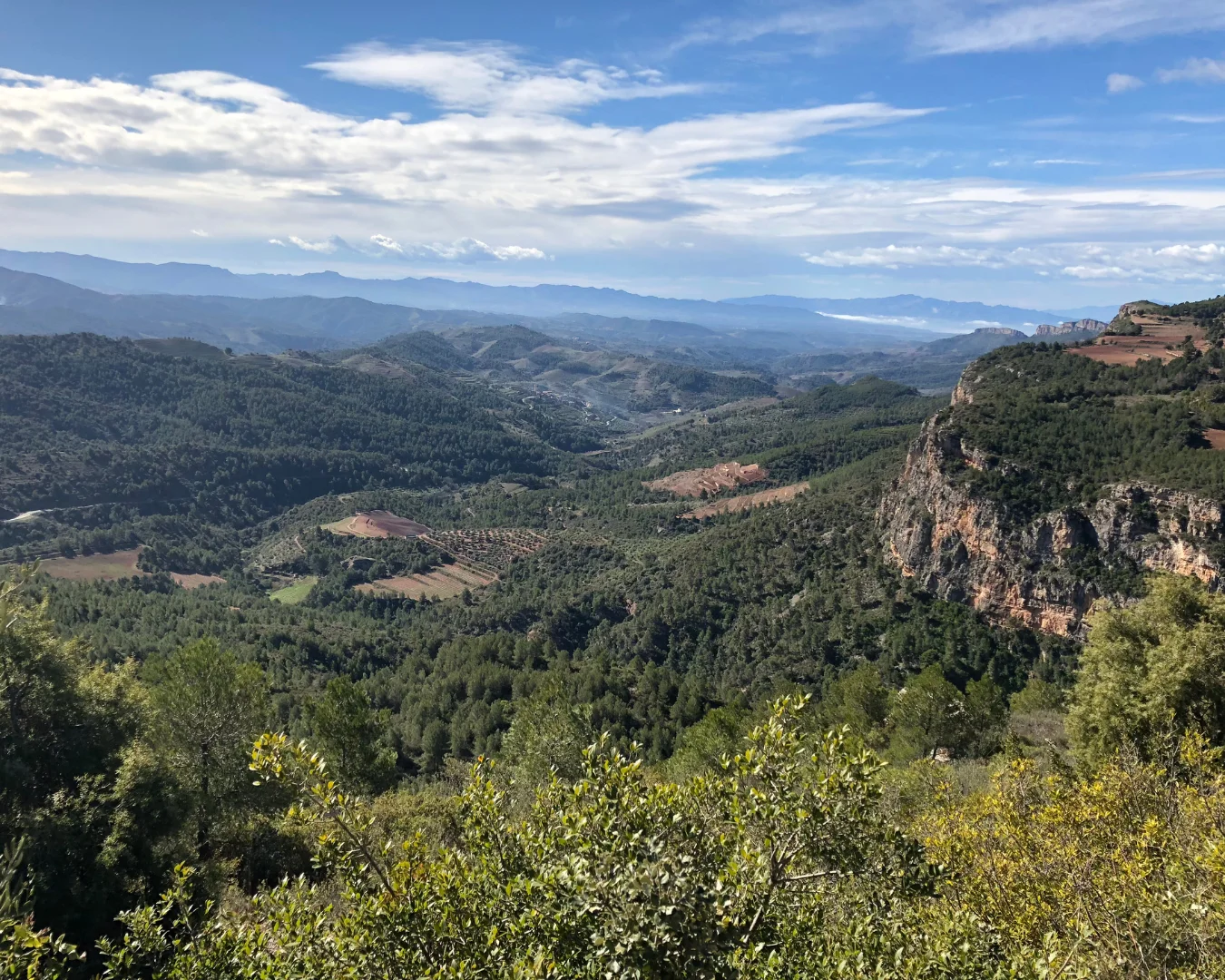 Scenic mountain view with lush greenery and rolling hills