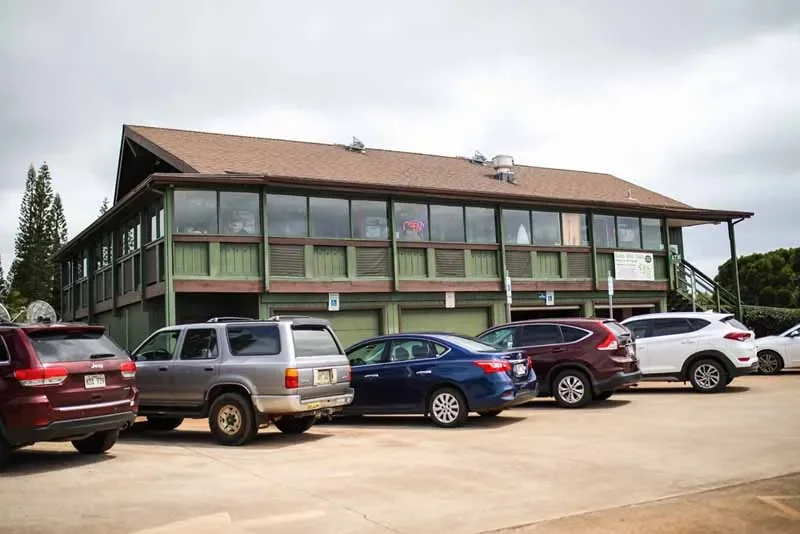 Exterior view of a cozy restaurant with ample parking