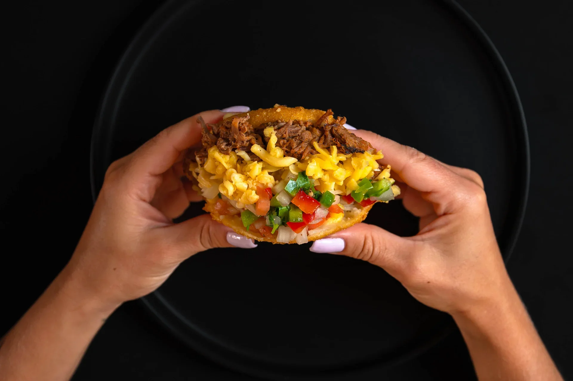 Loaded Mexican taco with beef and cheese