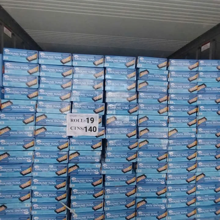 Refrigerated shipping container loaded with cases of tuna imported by Blue Venture, the Mahzu family's seafood company