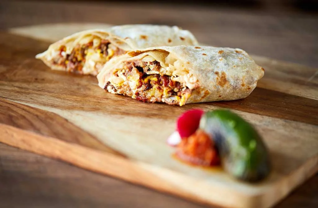 A breakfast burrito