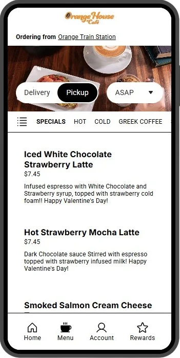 Valentine's Day special lattes at a cozy café