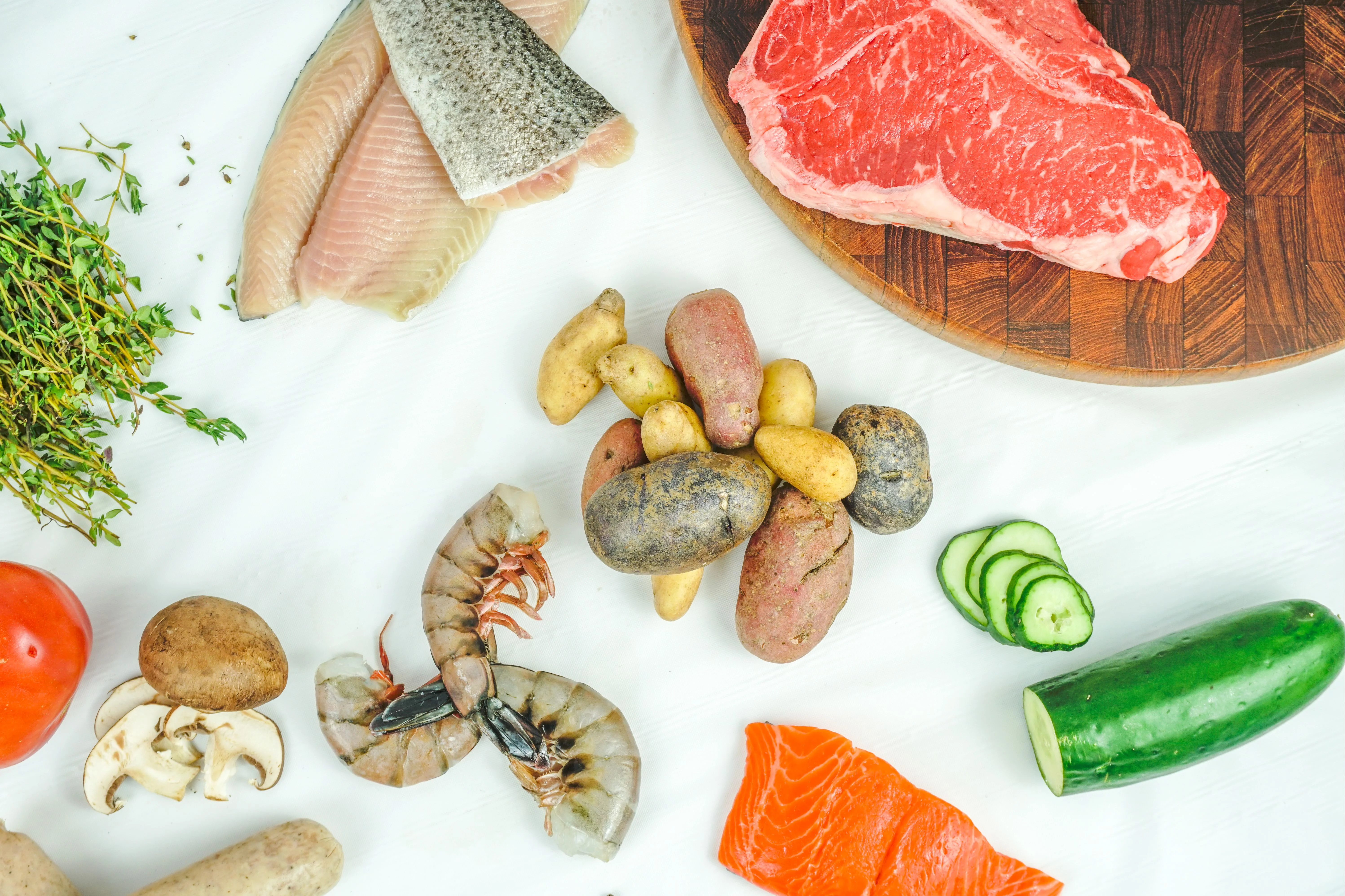 Fresh seafood and meats for a gourmet grill feast