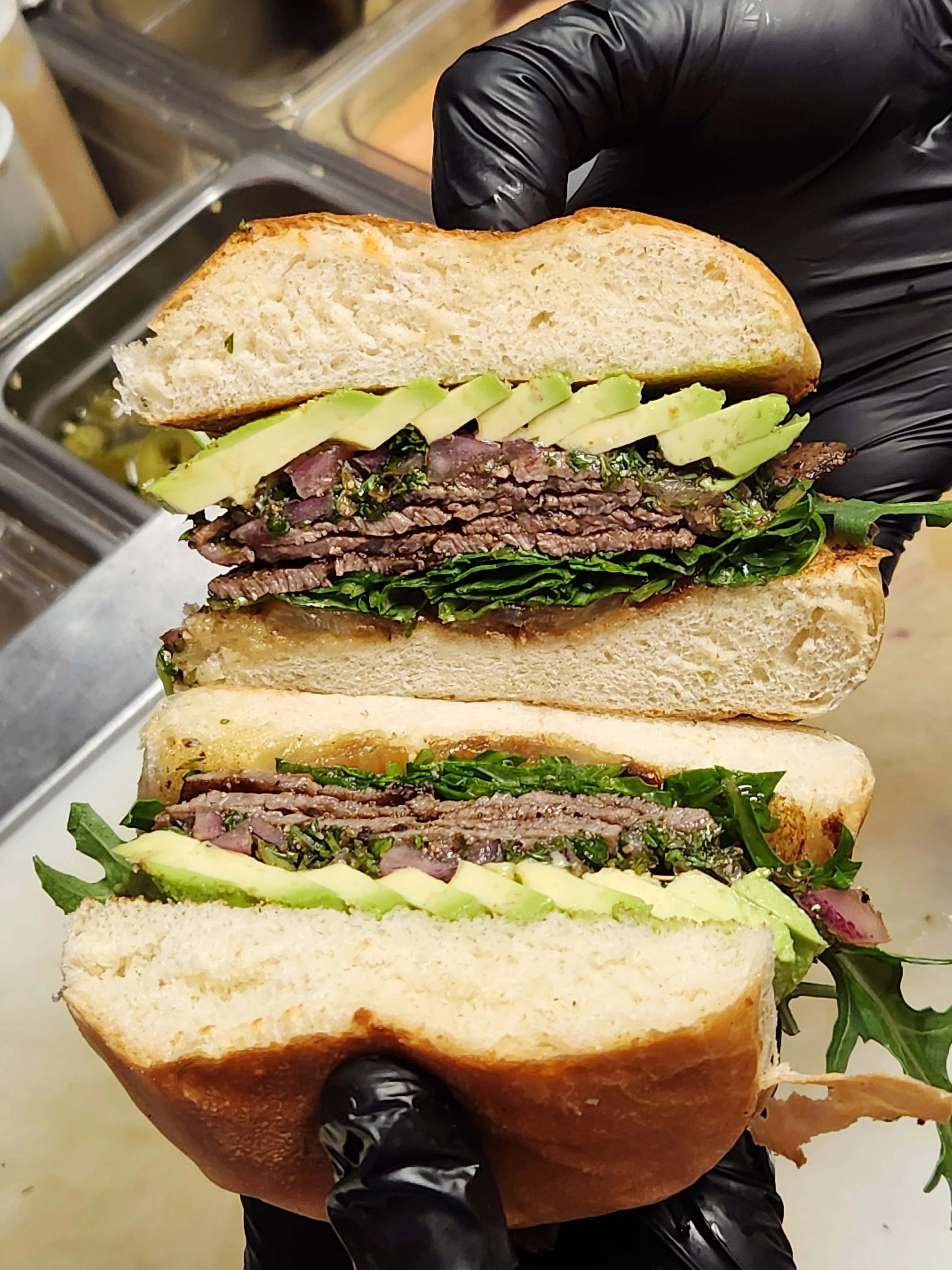 Grilled cheese sandwich with spinach and creamy filling