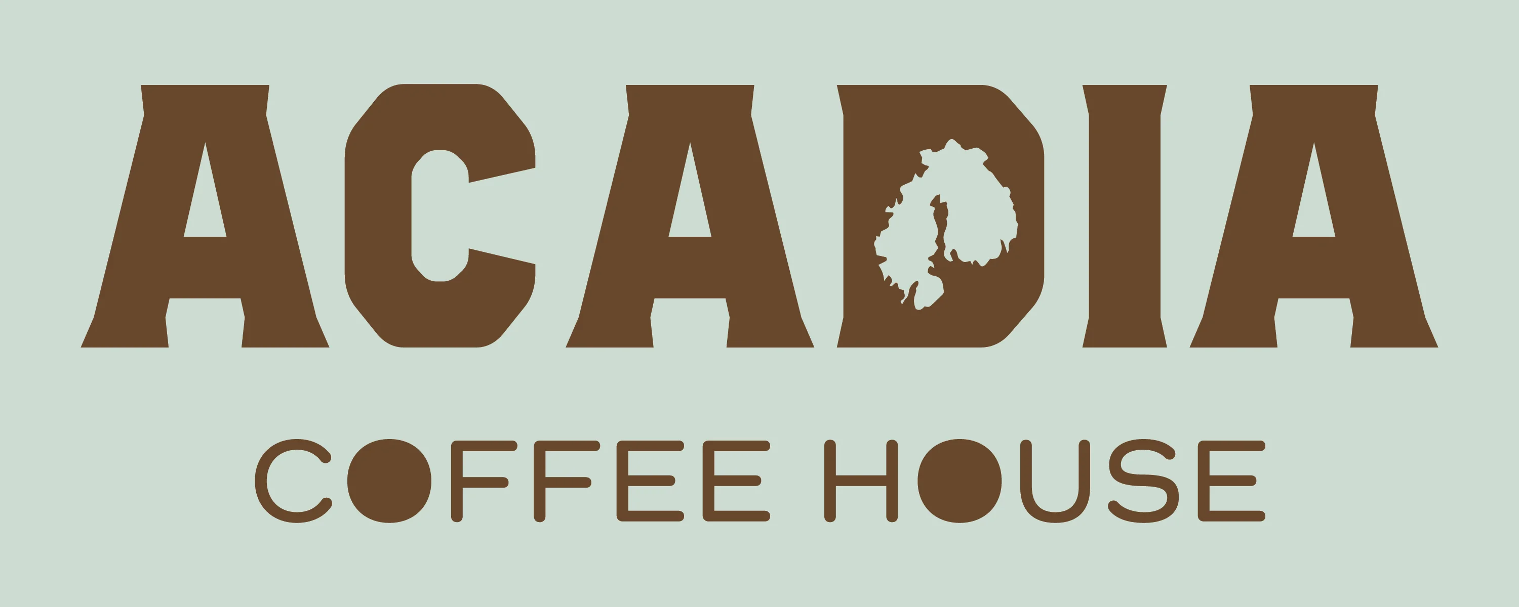 Acadia Coffee House logo with a unique design