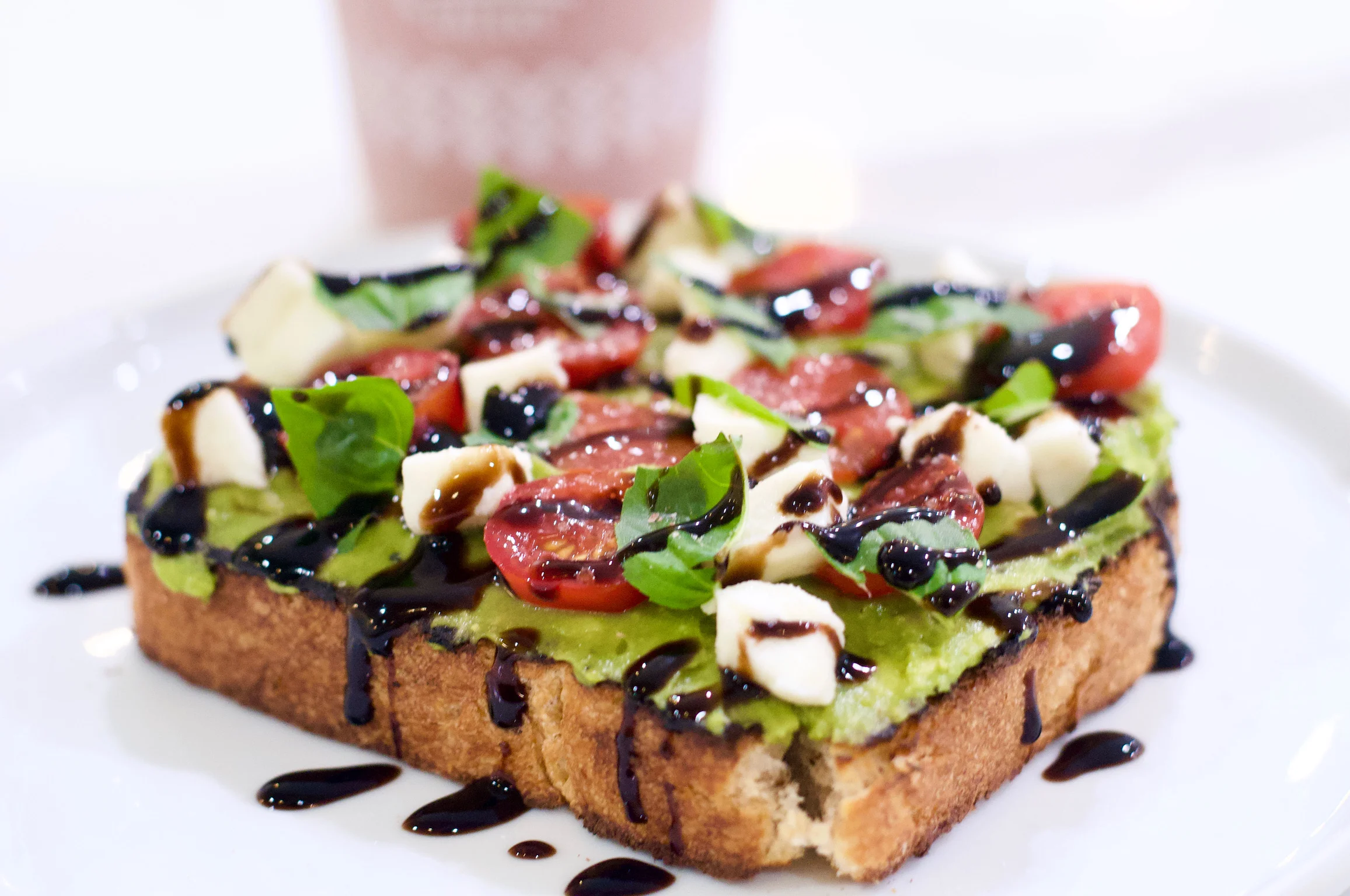A Power Toast with fresh toppings on a plate