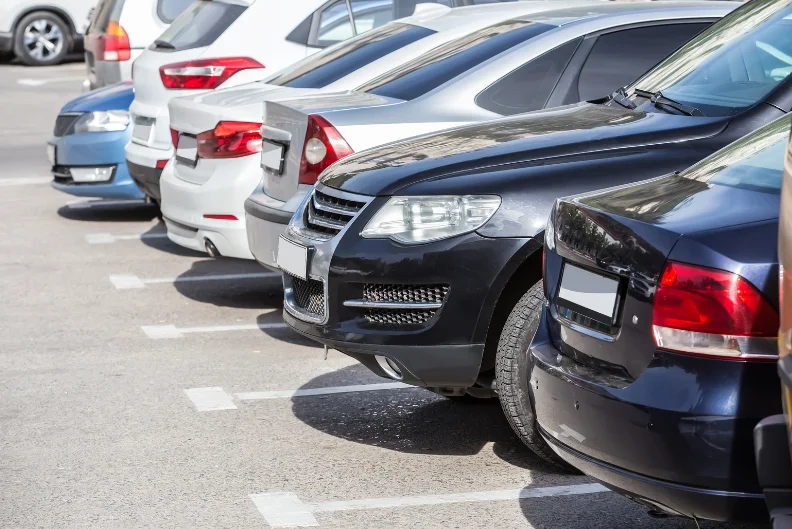 Cars neatly parked at Westfield UTC shopping mall