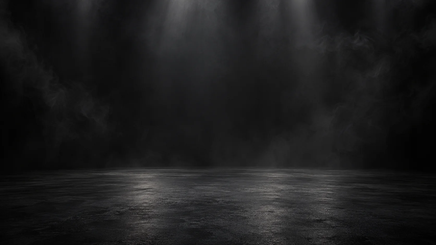 Dark atmospheric studio backdrop with drifting smoke and textured floor