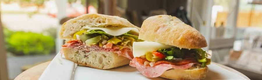 Italian sub sandwich with fresh vegetables