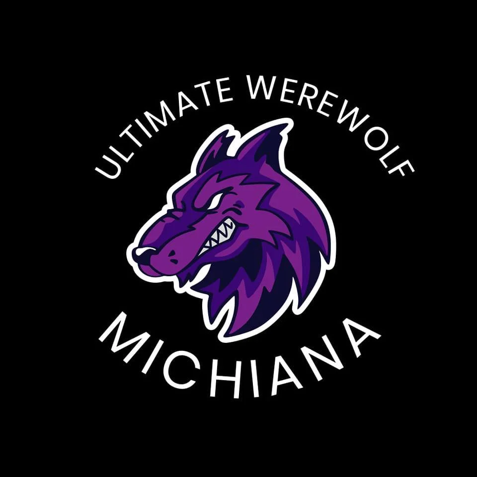 Logo for Ultimate Werewolf Michiana featuring a purple wolf head