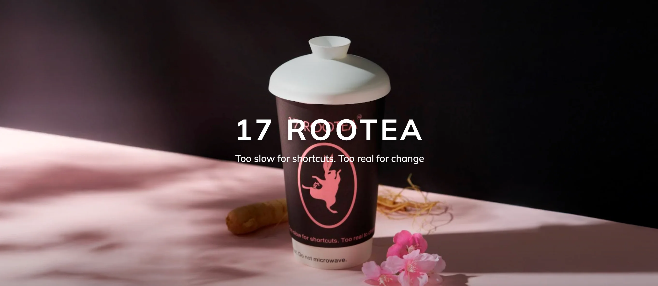 Stylish tea cup from 17 Rootea with a modern design