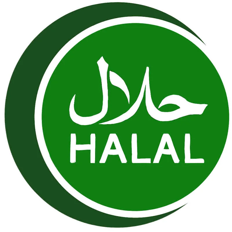 Halal certification logo in green and white