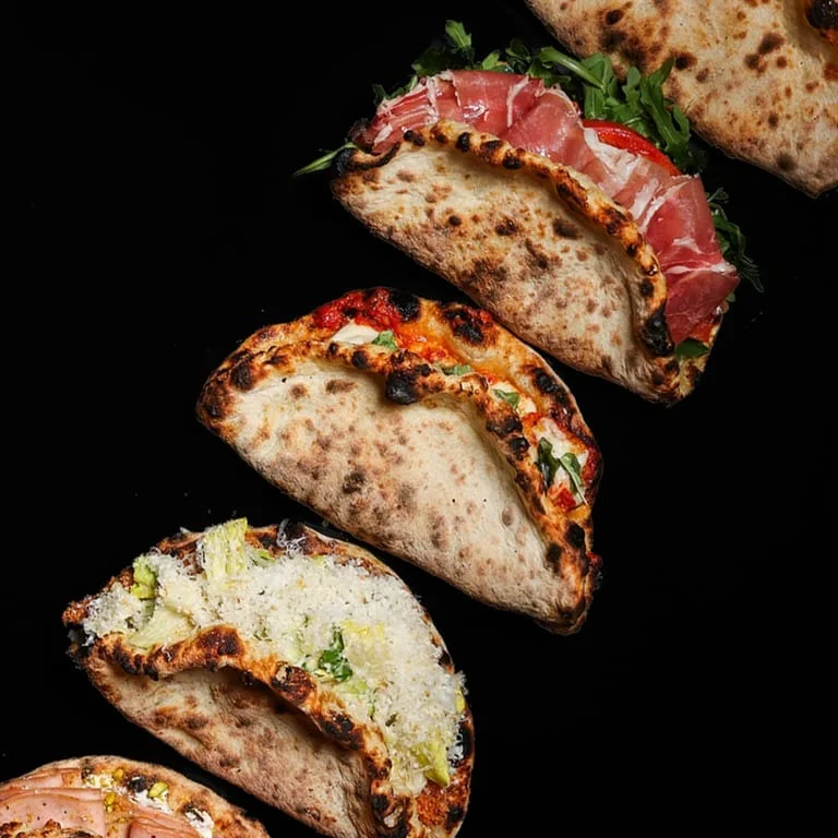 Italian focaccia sandwich with fresh toppings