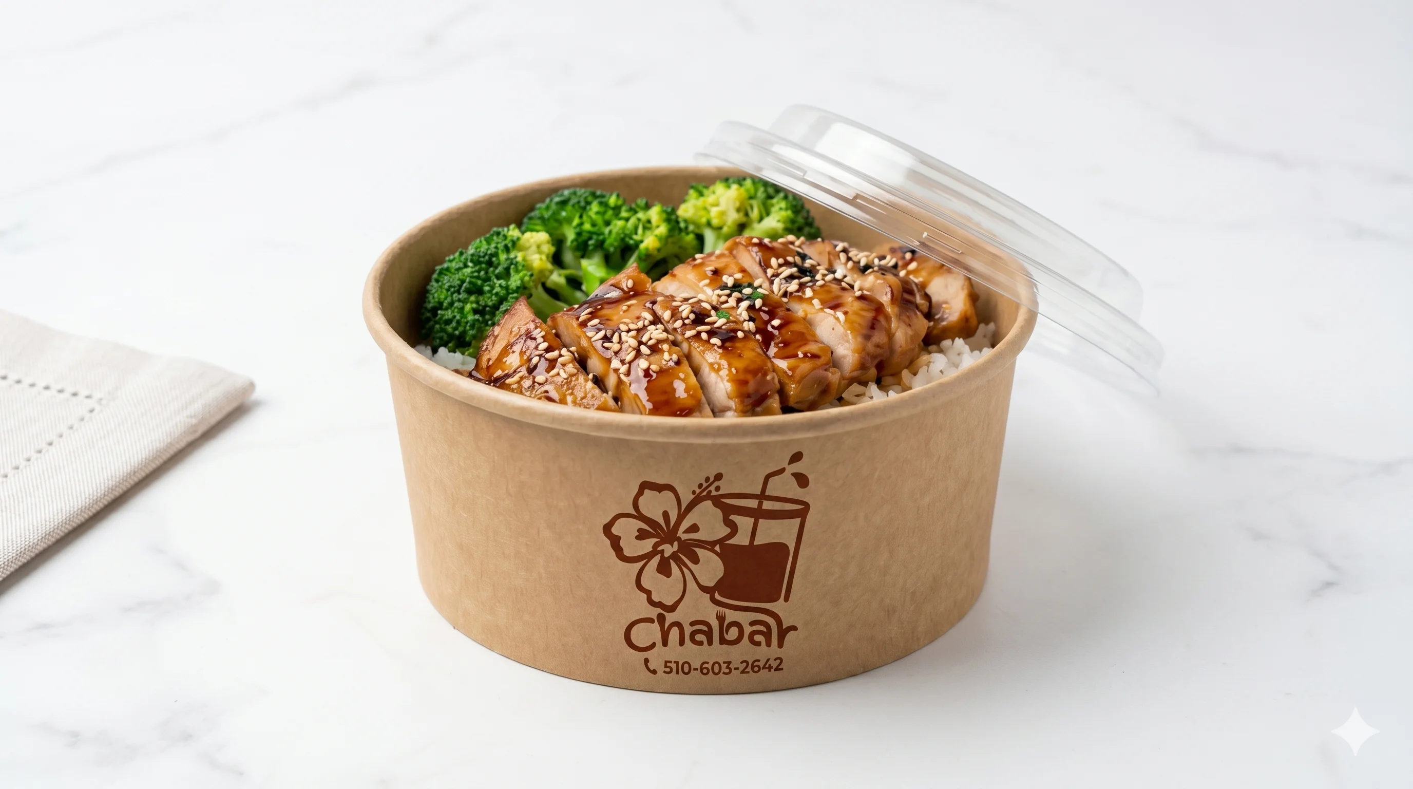 Teriyaki chicken rice bowl with broccoli
