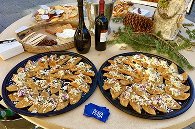Catering table set up by Playa
