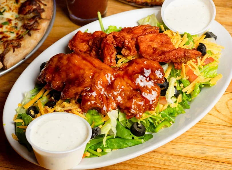 Crispy buffalo chicken salad with ranch dressing