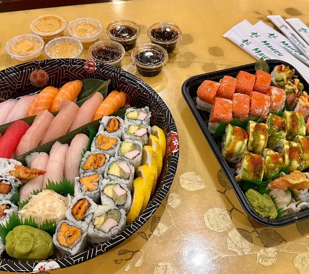  Sushi and nigiri catering platters with sauces from Mahzu East Windsor