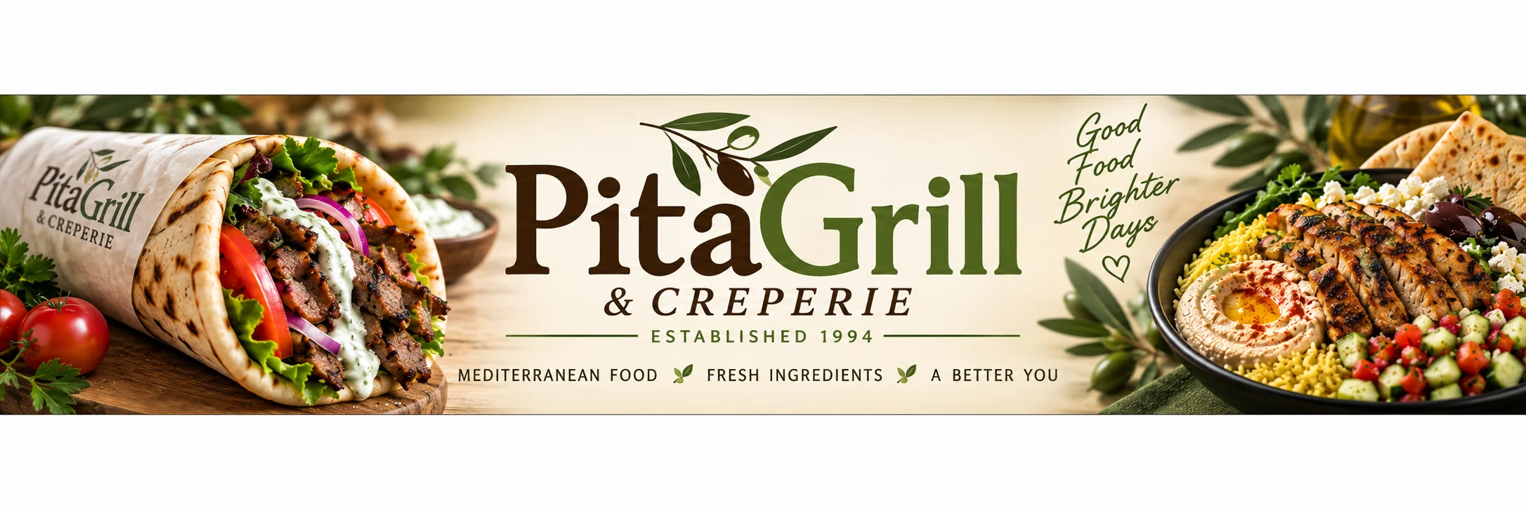Mediterranean grain bowl with grilled chicken and fresh vegetables