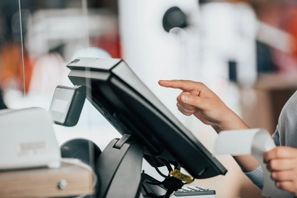Cash register in a modern restaurant setting