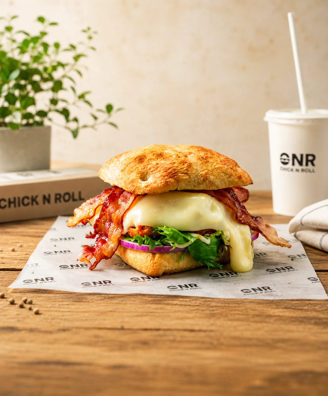Mouthwatering bacon cheeseburger with melted cheese