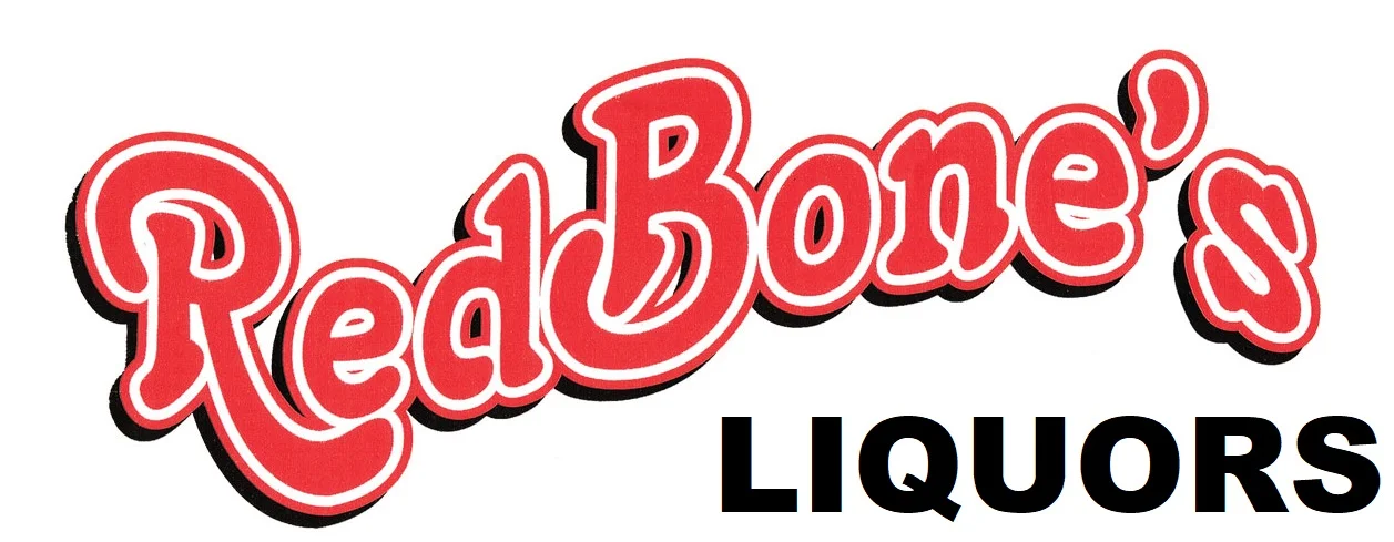 A logo featuring the name 'RedBone's' in stylized red lettering with 'LIQUORS' in bold black font underneath.