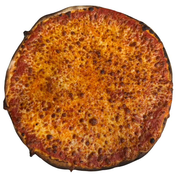 Classic cheese pizza with a golden crust and rich tomato sauce