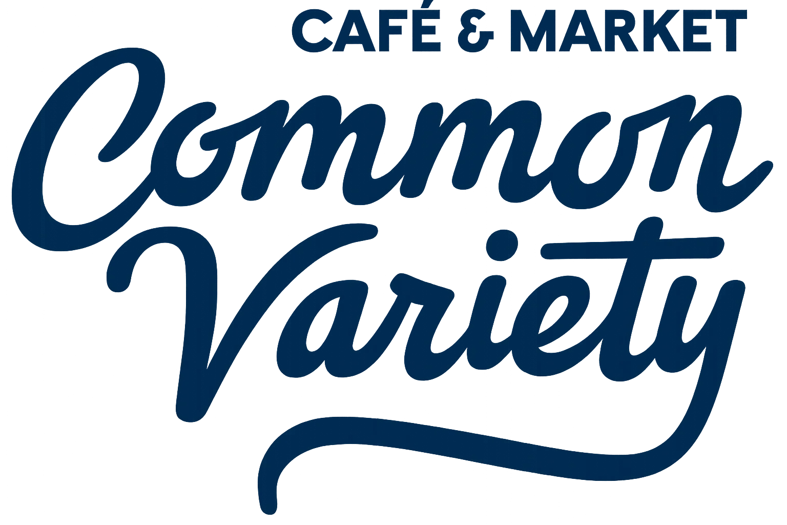 Cafe and market sign featuring the words 'Common Variety' in stylish lettering.