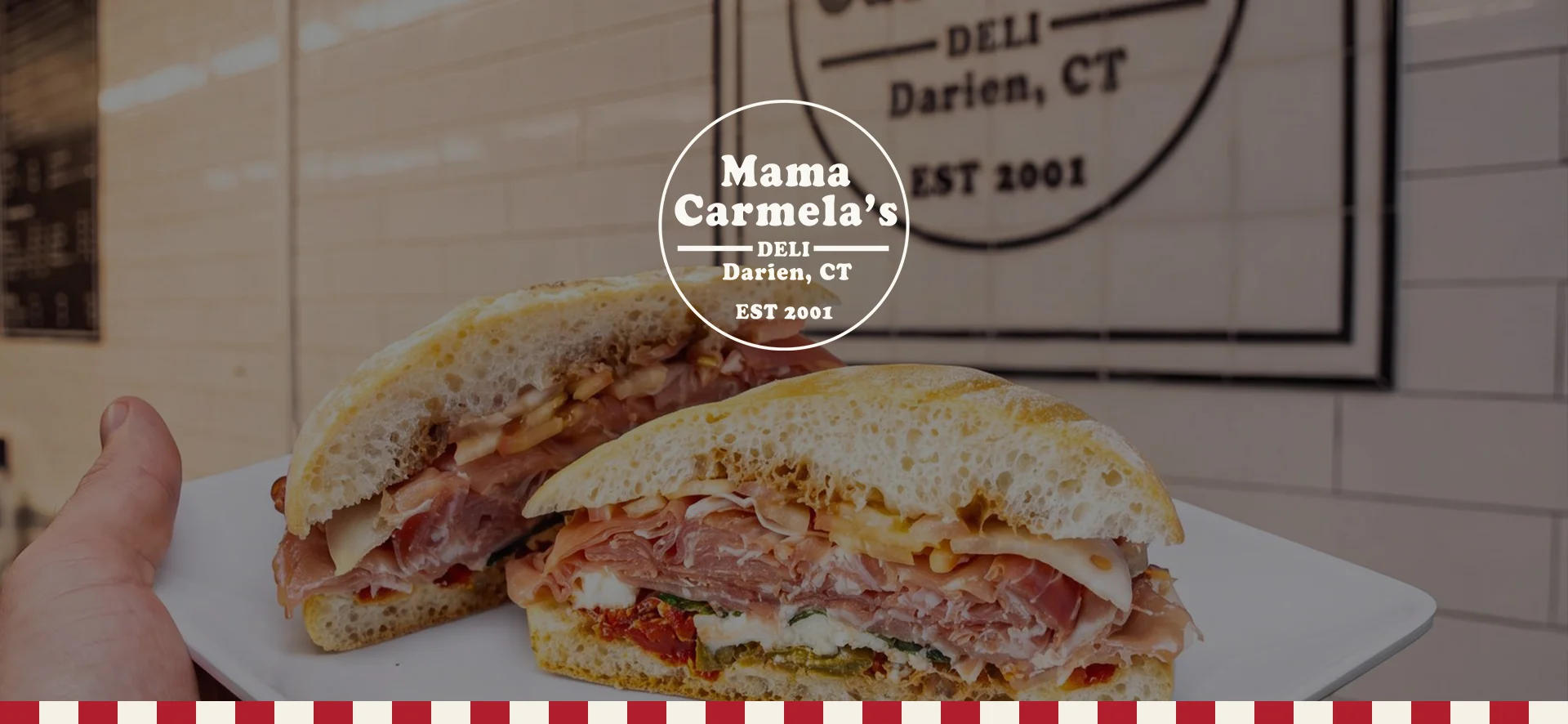 Italian deli sandwich with cured meats and fresh bread