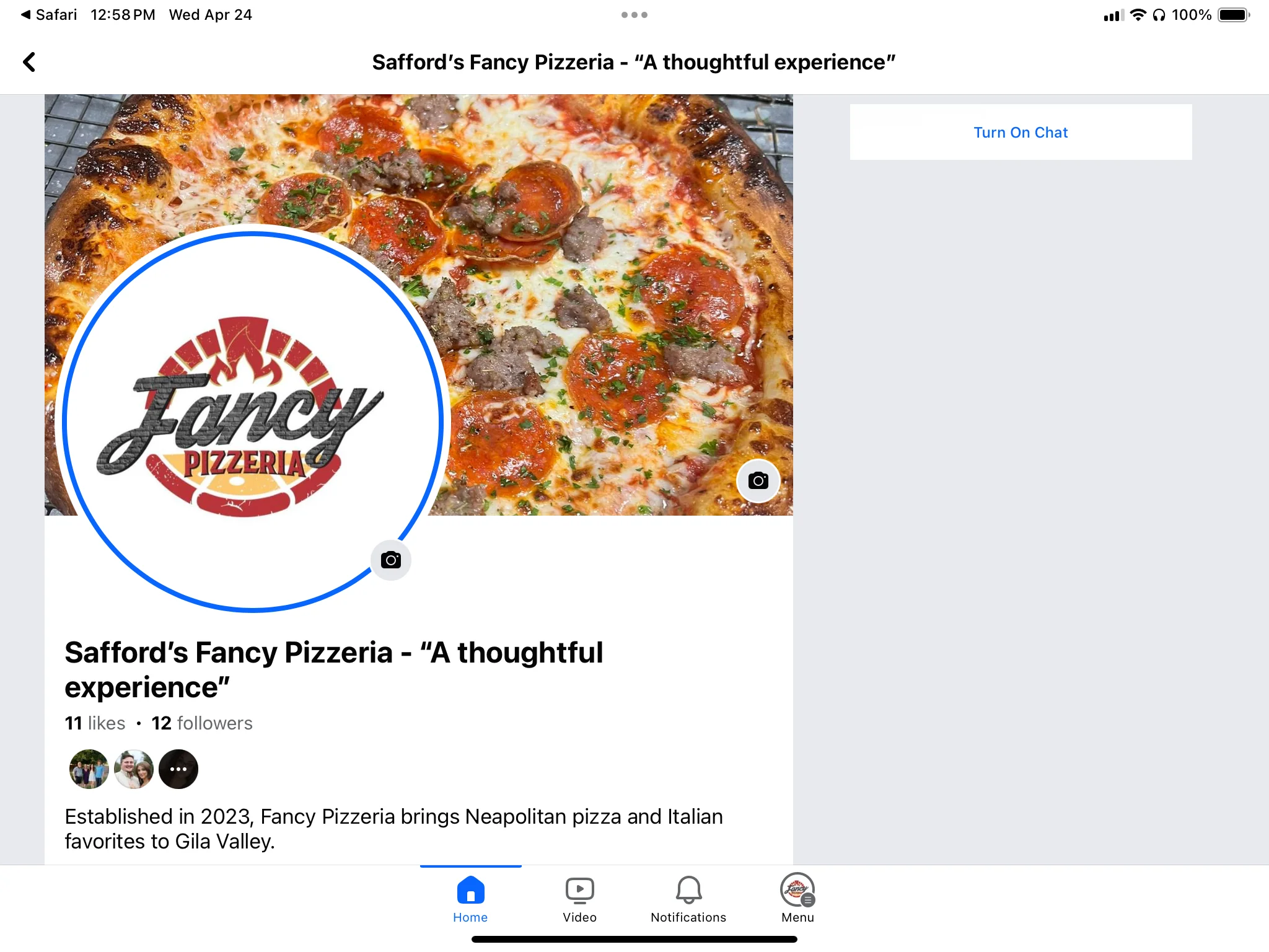 Pepperoni and sausage Neapolitan pizza from Safford's Fancy Pizzeria