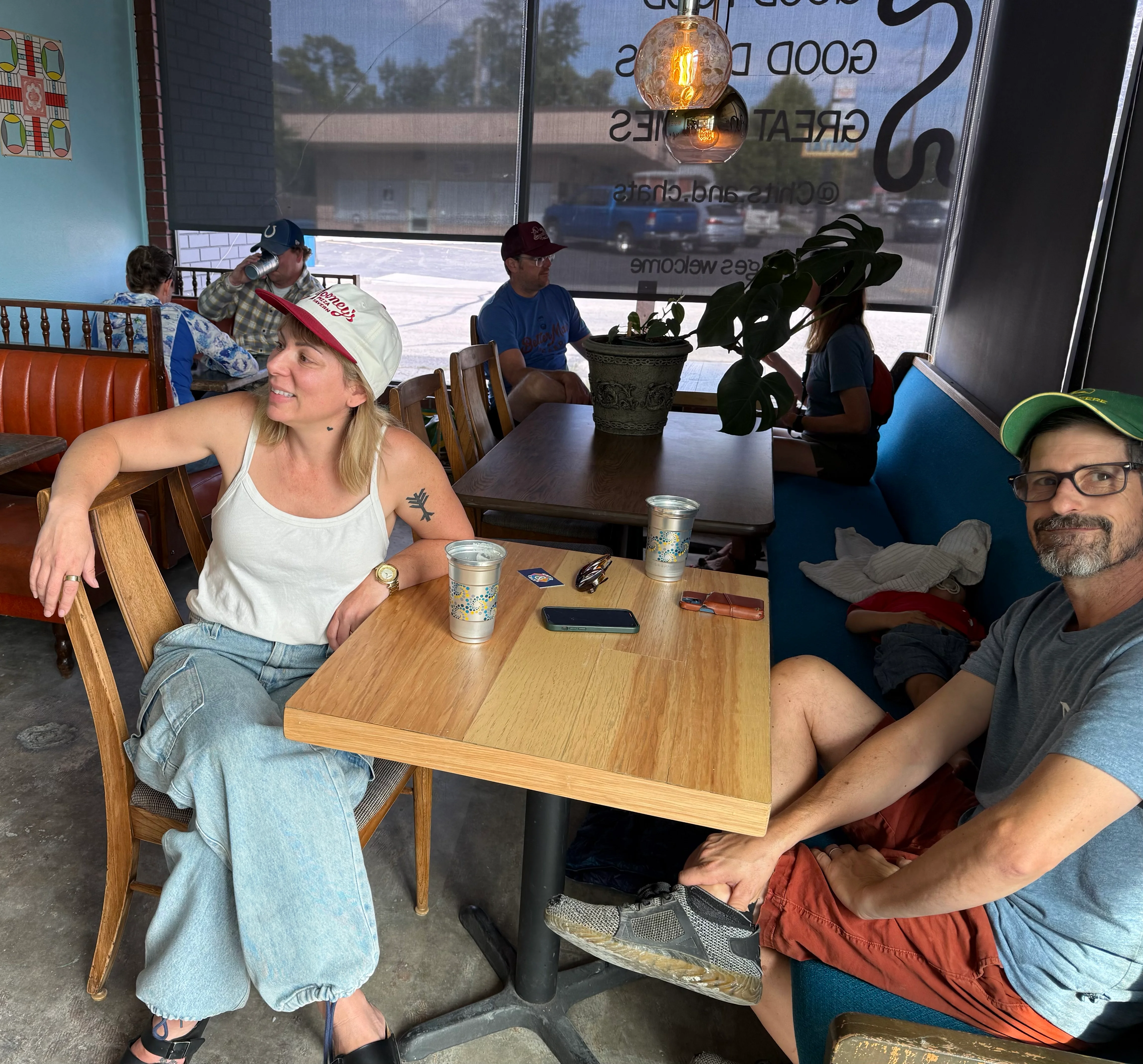 Cozy restaurant interior with patrons enjoying their time